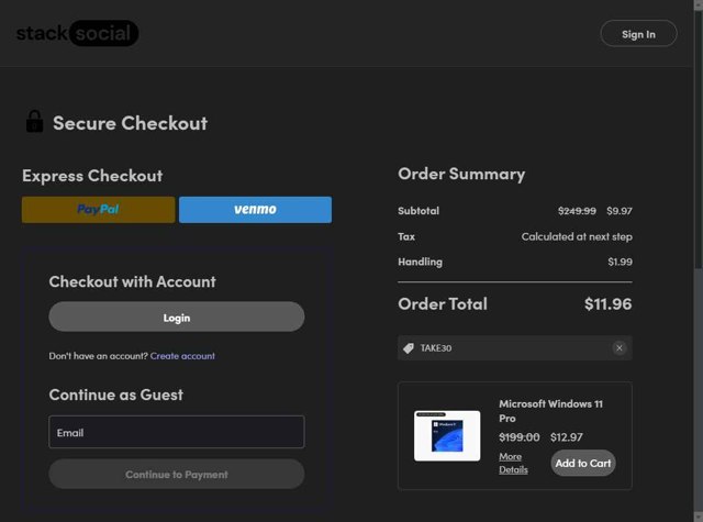 StackSocial checkout page showing StackSocial promo code box | Screenshot taken by SimplyCodes community member on Sep 3, 2025