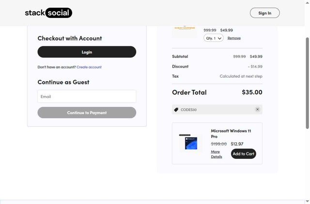 StackSocial checkout page showing StackSocial promo code box | Screenshot taken by SimplyCodes community member on Sep 2, 2025