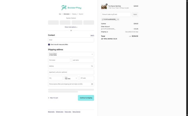 Stairslide checkout page showing Stairslide discount code box | Screenshot taken by SimplyCodes community member on Jul 15, 2025