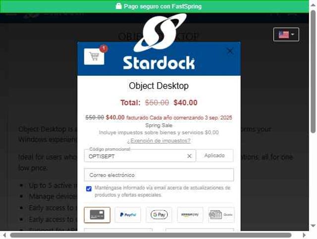 Stardock checkout page showing Stardock promo code box | Screenshot taken by SimplyCodes community member on Sep 3, 2025