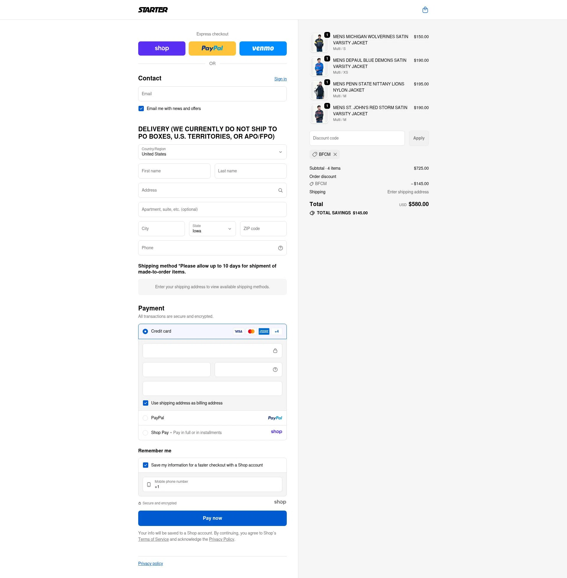 Starter checkout page showing Starter coupon code box | Screenshot taken by SimplyCodes community member on Nov 25, 2025