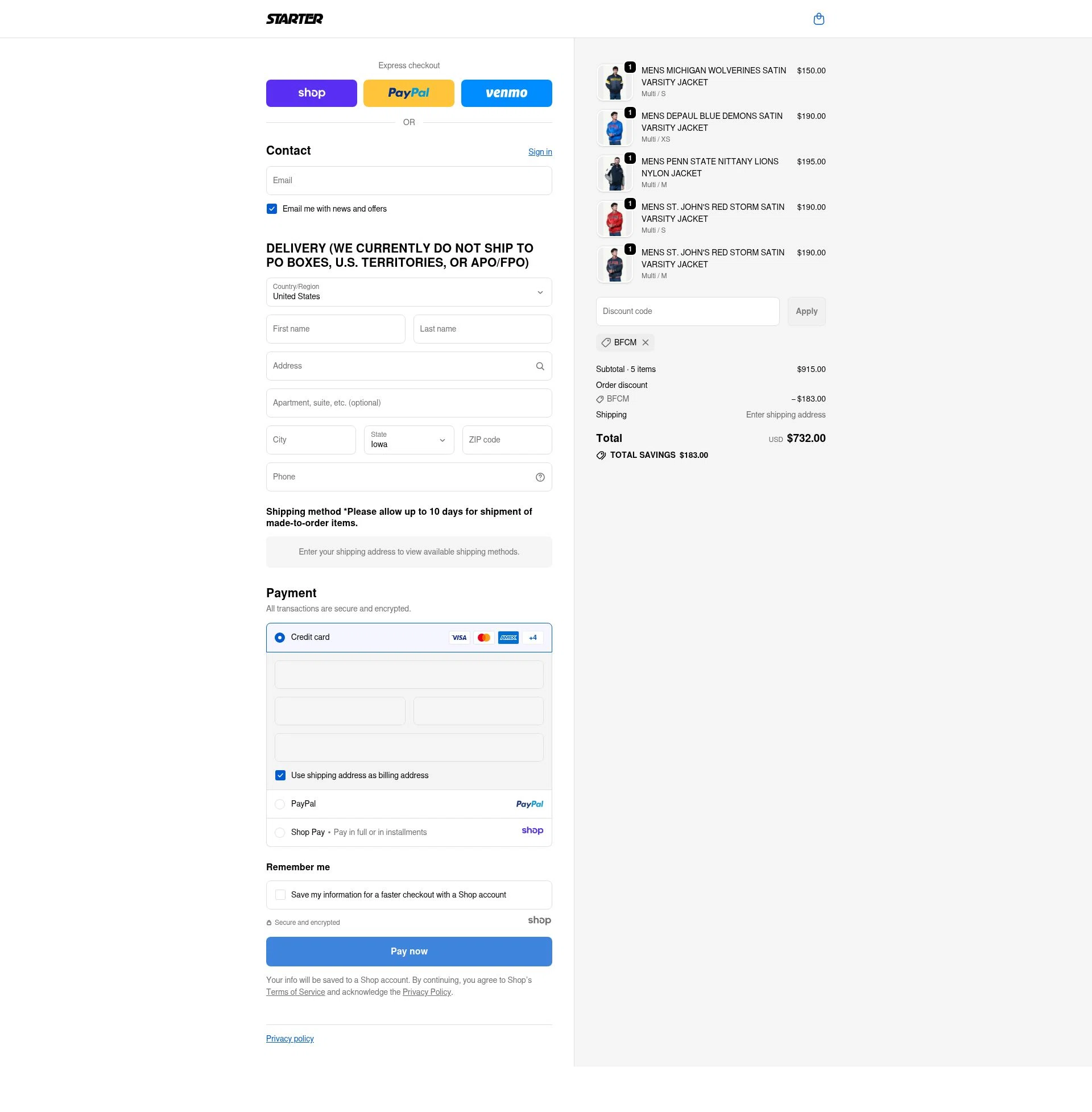 Starter checkout page showing Starter coupon code box | Screenshot taken by SimplyCodes community member on Nov 20, 2025
