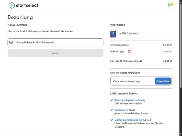 Startselect checkout page showing Startselect coupon code box | Screenshot taken by SimplyCodes community member on Jun 30, 2025