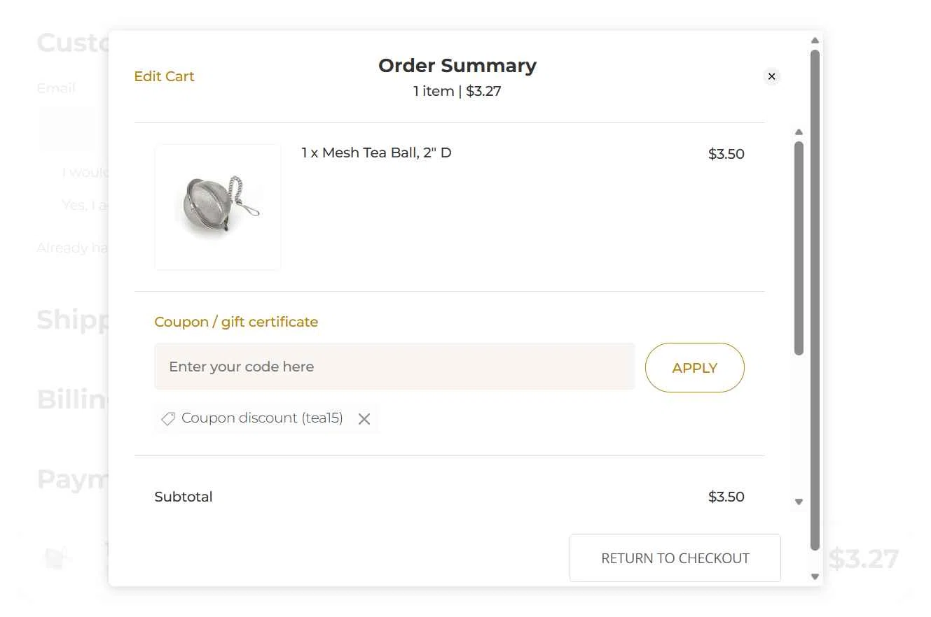 Starwest Botanicals checkout page showing Starwest Botanicals coupon code box | Screenshot taken by SimplyCodes community member on Jan 22, 2026