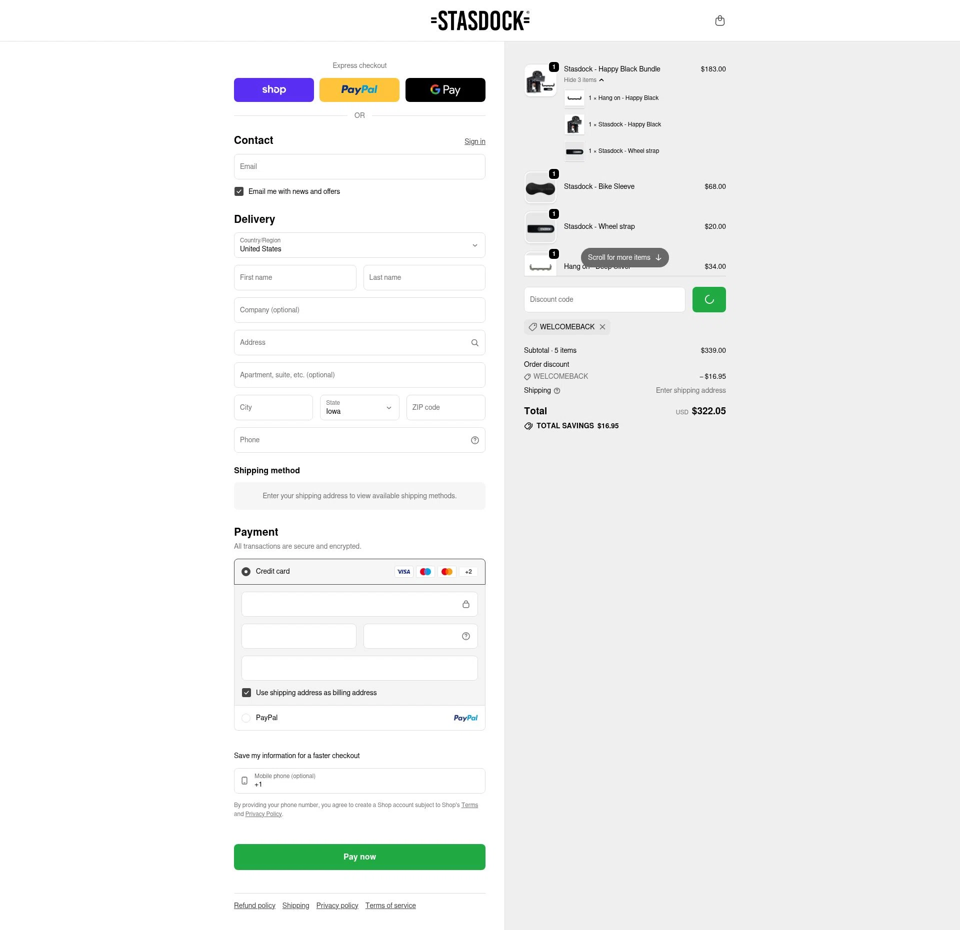 Stasdock checkout page showing Stasdock promo code box | Screenshot taken by SimplyCodes community member on Feb 15, 2026