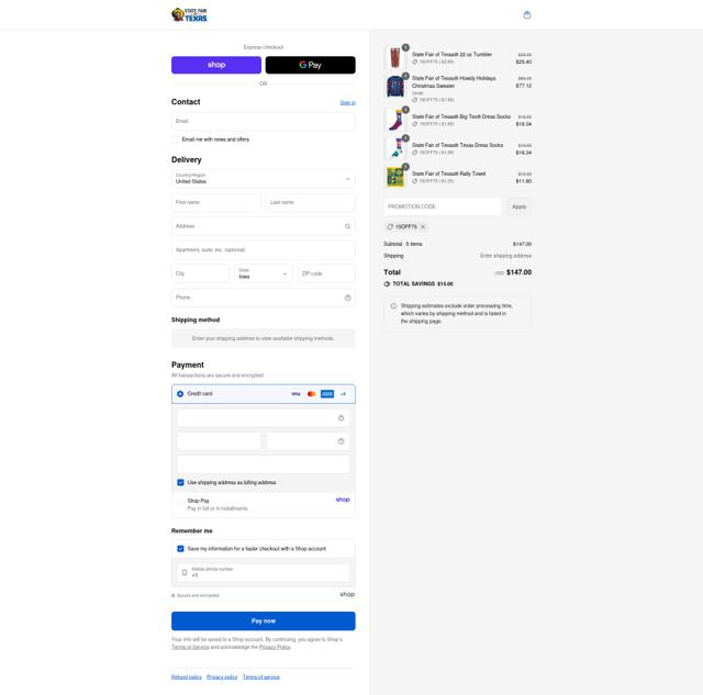 State Fair of Texas checkout page showing State Fair of Texas promo code box | Screenshot taken by SimplyCodes community member on Sep 10, 2025