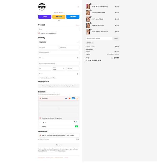 Static Nails checkout page showing Static Nails promo code box | Screenshot taken by SimplyCodes community member on Sep 14, 2025