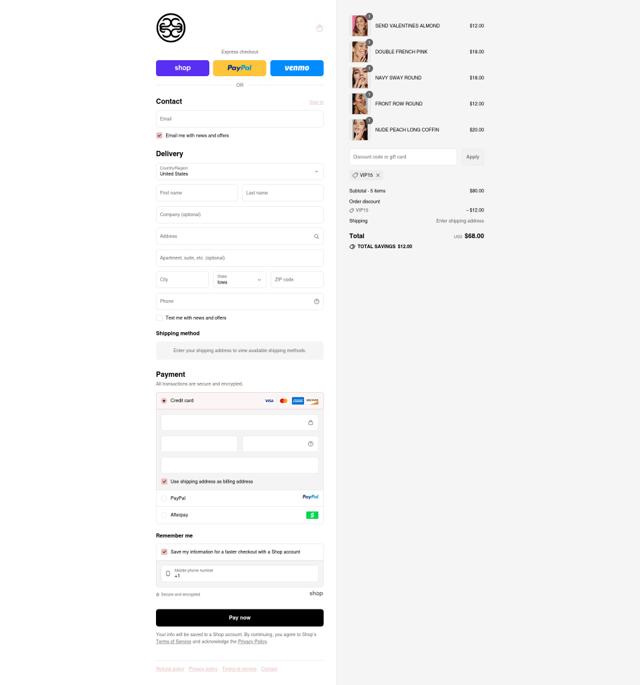 Static Nails checkout page showing Static Nails promo code box | Screenshot taken by SimplyCodes community member on Sep 10, 2025