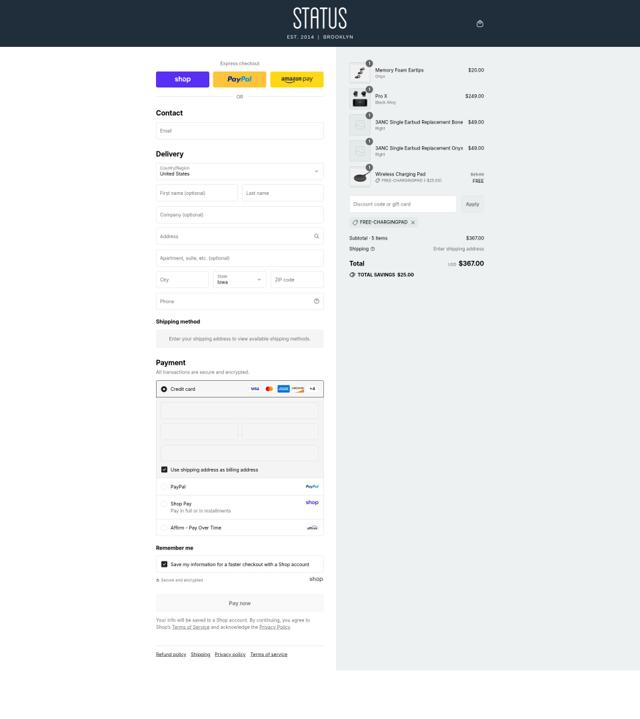 Status checkout page showing Status discount code box | Screenshot taken by SimplyCodes community member on Sep 8, 2025