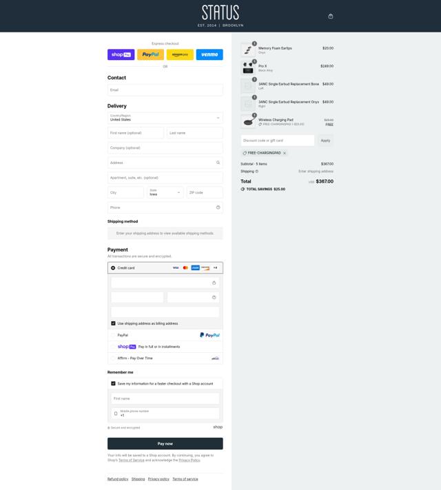 Status checkout page showing Status discount code box | Screenshot taken by SimplyCodes community member on Aug 4, 2025
