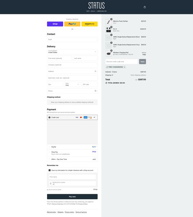 Status checkout page showing Status discount code box | Screenshot taken by SimplyCodes community member on Aug 30, 2025