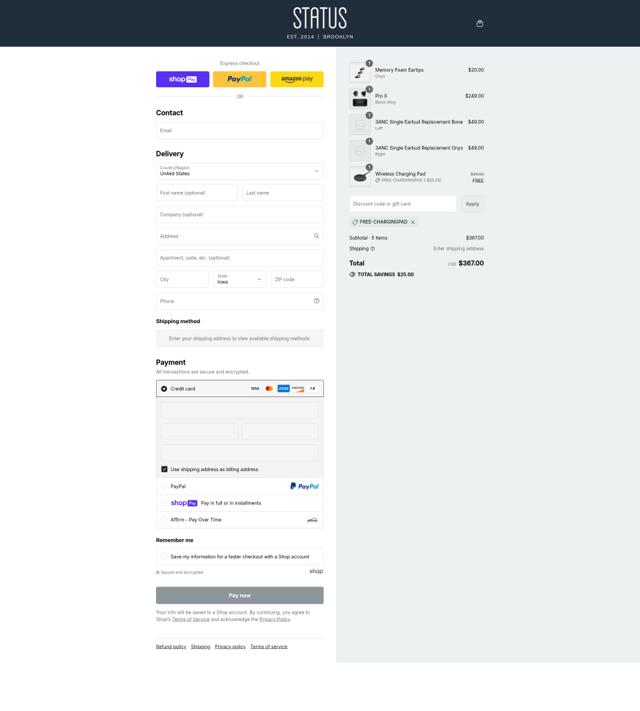 Status checkout page showing Status discount code box | Screenshot taken by SimplyCodes community member on Aug 5, 2025