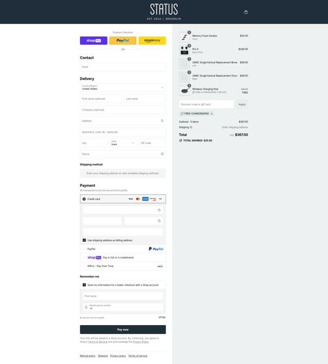 Status checkout page showing Status discount code box | Screenshot taken by SimplyCodes community member on Aug 12, 2025