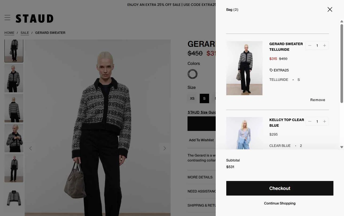 Staud checkout page showing Staud promo code box | Screenshot taken by SimplyCodes community member on Feb 5, 2026