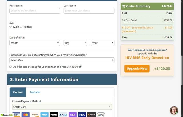 STDcheck.com checkout page showing STDcheck.com discount code box | Screenshot taken by SimplyCodes community member on Aug 21, 2025