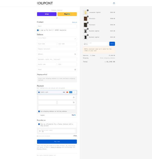 S.T. Dupont checkout page showing S.T. Dupont promo code box | Screenshot taken by SimplyCodes community member on Sep 17, 2025