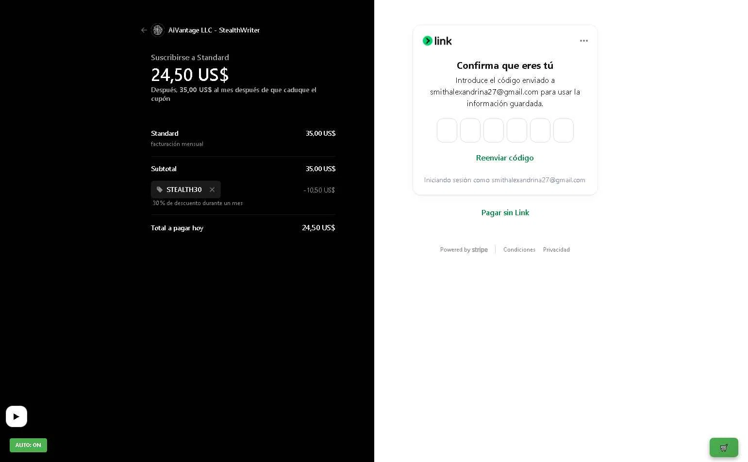 Stealthwriter checkout page showing Stealthwriter promo code box | Screenshot taken by SimplyCodes community member on Jan 4, 2026