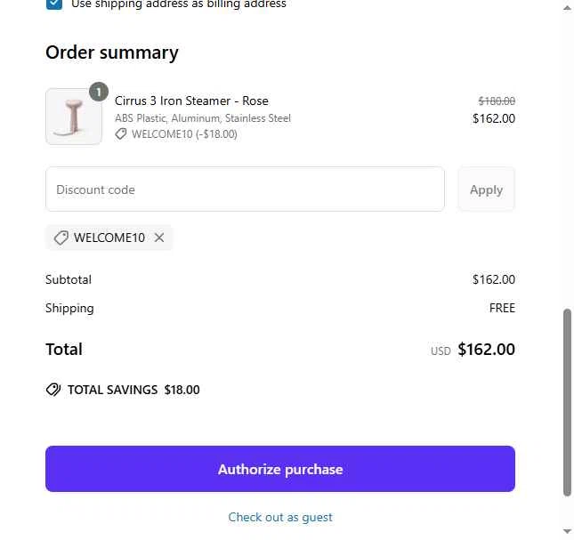 Steamery US checkout page showing Steamery US promo code box | Screenshot taken by SimplyCodes community member on May 13, 2025