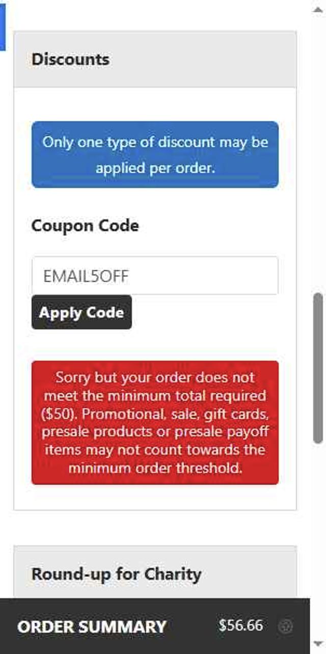 Steel City Collectibles checkout page showing Steel City Collectibles coupon code box | Screenshot taken by SimplyCodes community member on Jul 18, 2025