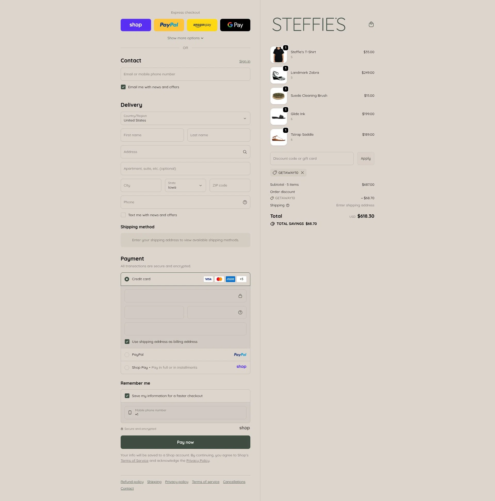 Steffie's checkout page showing Steffie's promo code box | Screenshot taken by SimplyCodes community member on Dec 11, 2025