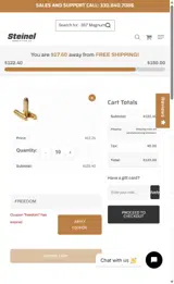 Steinel Ammunition coupon verification screenshot
