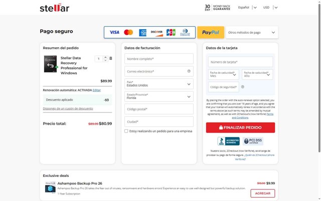 Stellar Data Recovery checkout page showing Stellar Data Recovery discount code box | Screenshot taken by SimplyCodes community member on Jul 30, 2025