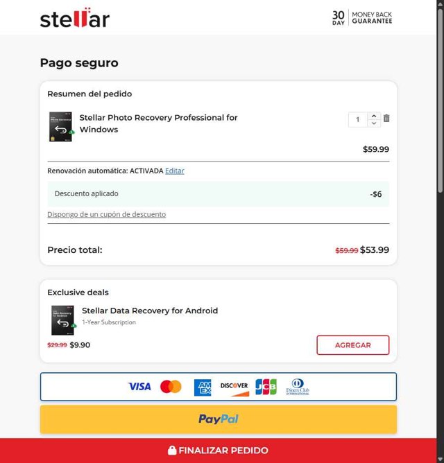 Stellar Data Recovery checkout page showing Stellar Data Recovery discount code box | Screenshot taken by SimplyCodes community member on Jul 25, 2025