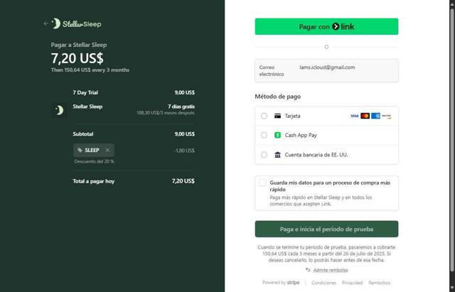 Stellar Sleep checkout page showing Stellar Sleep promo code box | Screenshot taken by SimplyCodes community member on Jul 19, 2025