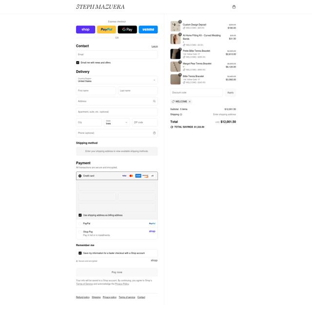 Steph Mazuera checkout page showing Steph Mazuera promo code box | Screenshot taken by SimplyCodes community member on Aug 31, 2025