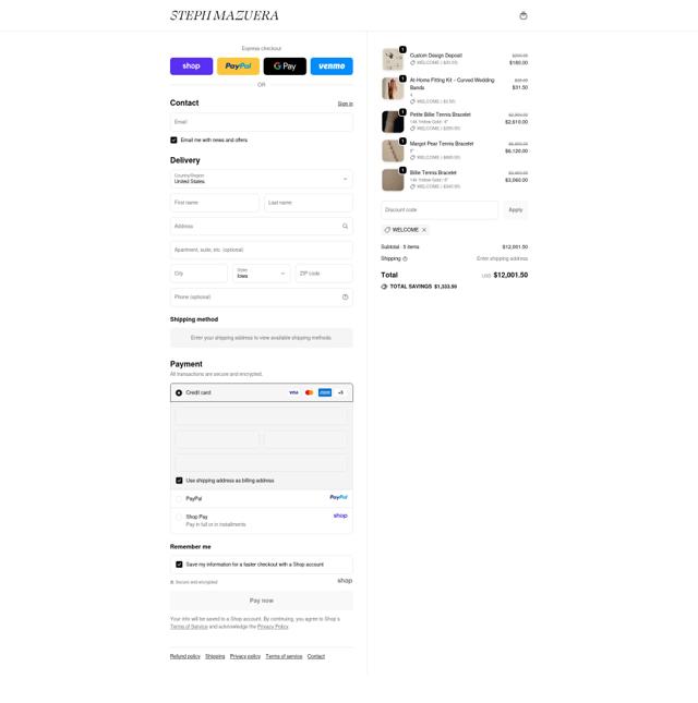 Steph Mazuera checkout page showing Steph Mazuera promo code box | Screenshot taken by SimplyCodes community member on Sep 21, 2025