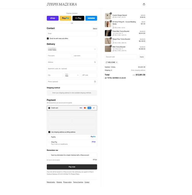 Steph Mazuera checkout page showing Steph Mazuera promo code box | Screenshot taken by SimplyCodes community member on Sep 17, 2025