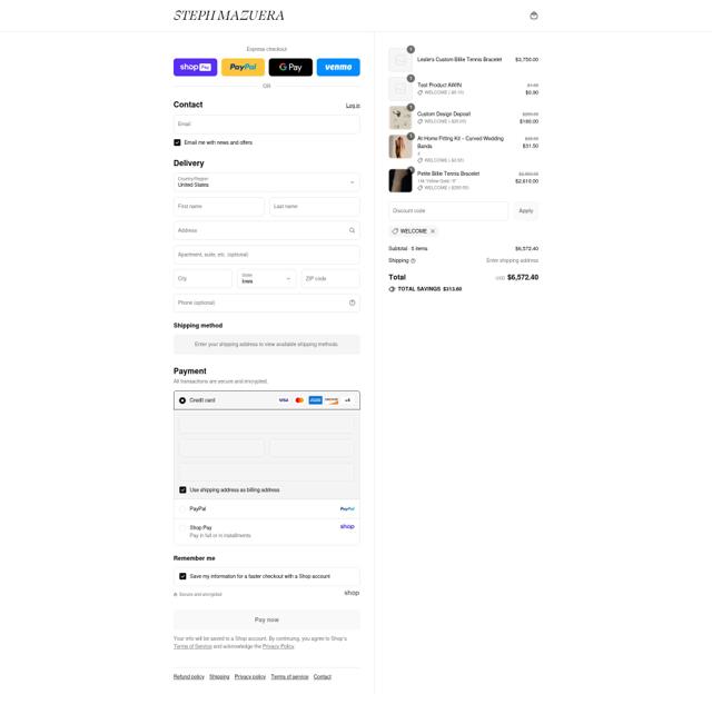 Steph Mazuera checkout page showing Steph Mazuera promo code box | Screenshot taken by SimplyCodes community member on Aug 23, 2025