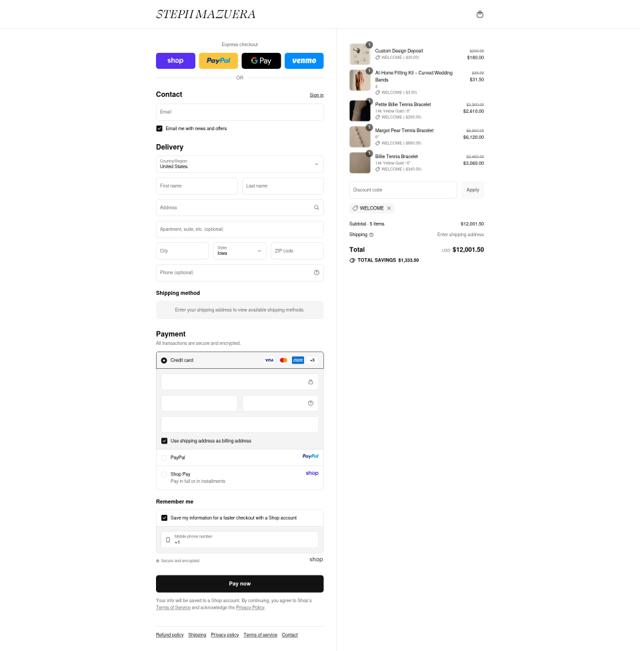 Steph Mazuera checkout page showing Steph Mazuera promo code box | Screenshot taken by SimplyCodes community member on Sep 9, 2025