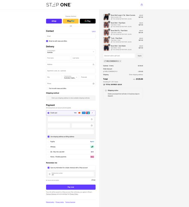 Step One AU checkout page showing Step One AU promo code box | Screenshot taken by SimplyCodes community member on Sep 4, 2025