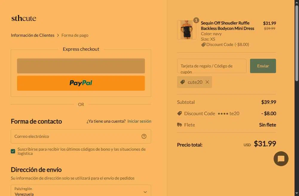 Sthcute checkout page showing Sthcute coupon code box | Screenshot taken by SimplyCodes community member on Oct 6, 2025