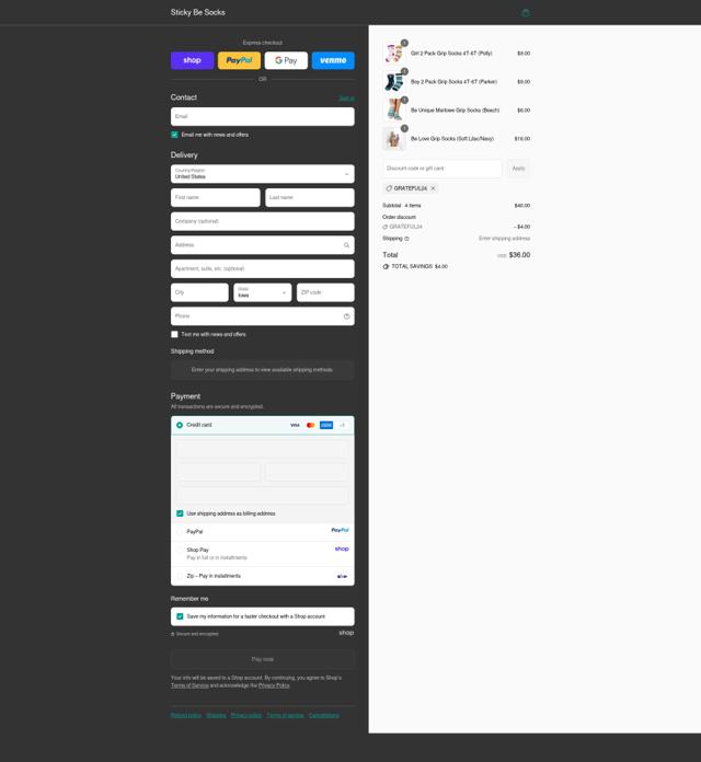 Sticky Be Socks checkout page showing Sticky Be Socks promo code box | Screenshot taken by SimplyCodes community member on Sep 12, 2025