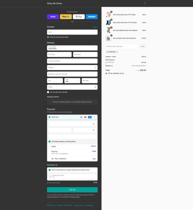 Sticky Be Socks checkout page showing Sticky Be Socks promo code box | Screenshot taken by SimplyCodes community member on Sep 12, 2025