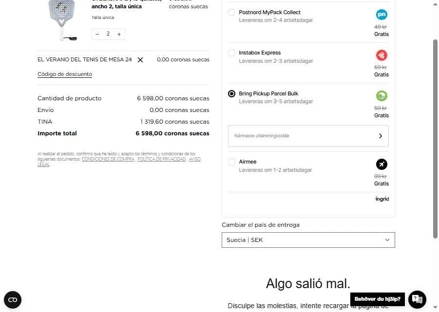 STIGA Sports checkout page showing STIGA Sports discount code box | Screenshot taken by SimplyCodes community member on Oct 10, 2025