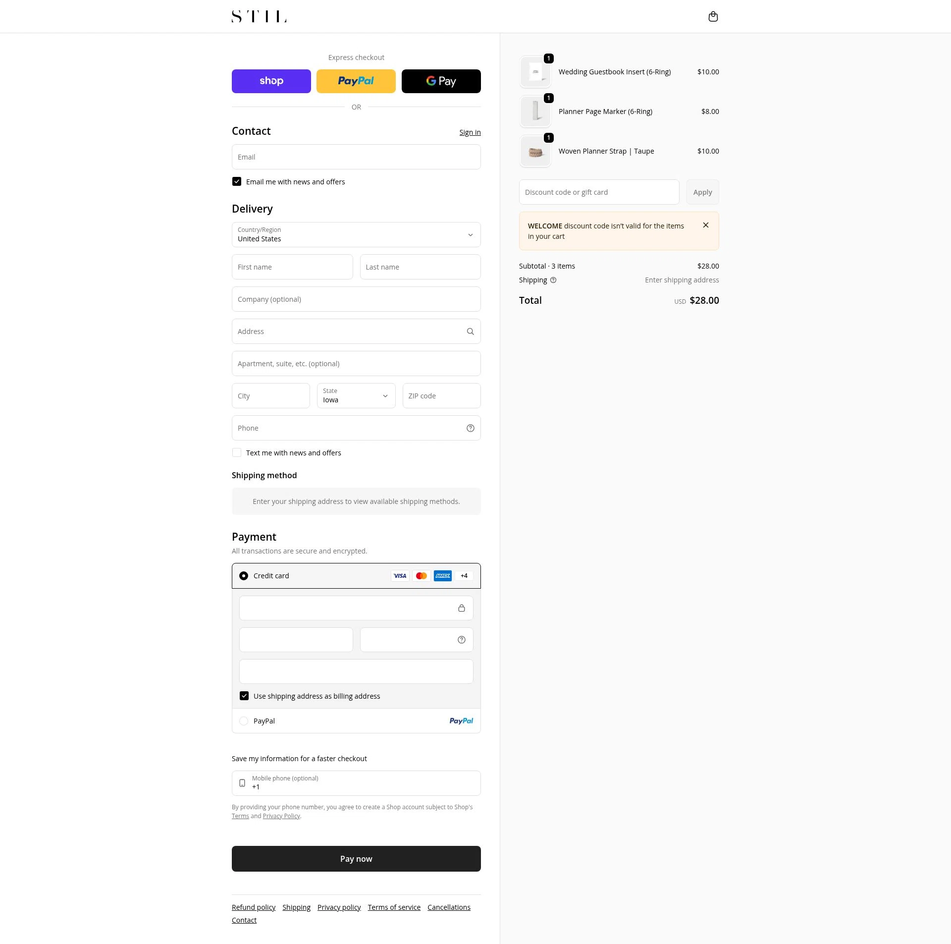 STIL Classics checkout page showing STIL Classics promo code box | Screenshot taken by SimplyCodes community member on Jan 31, 2026