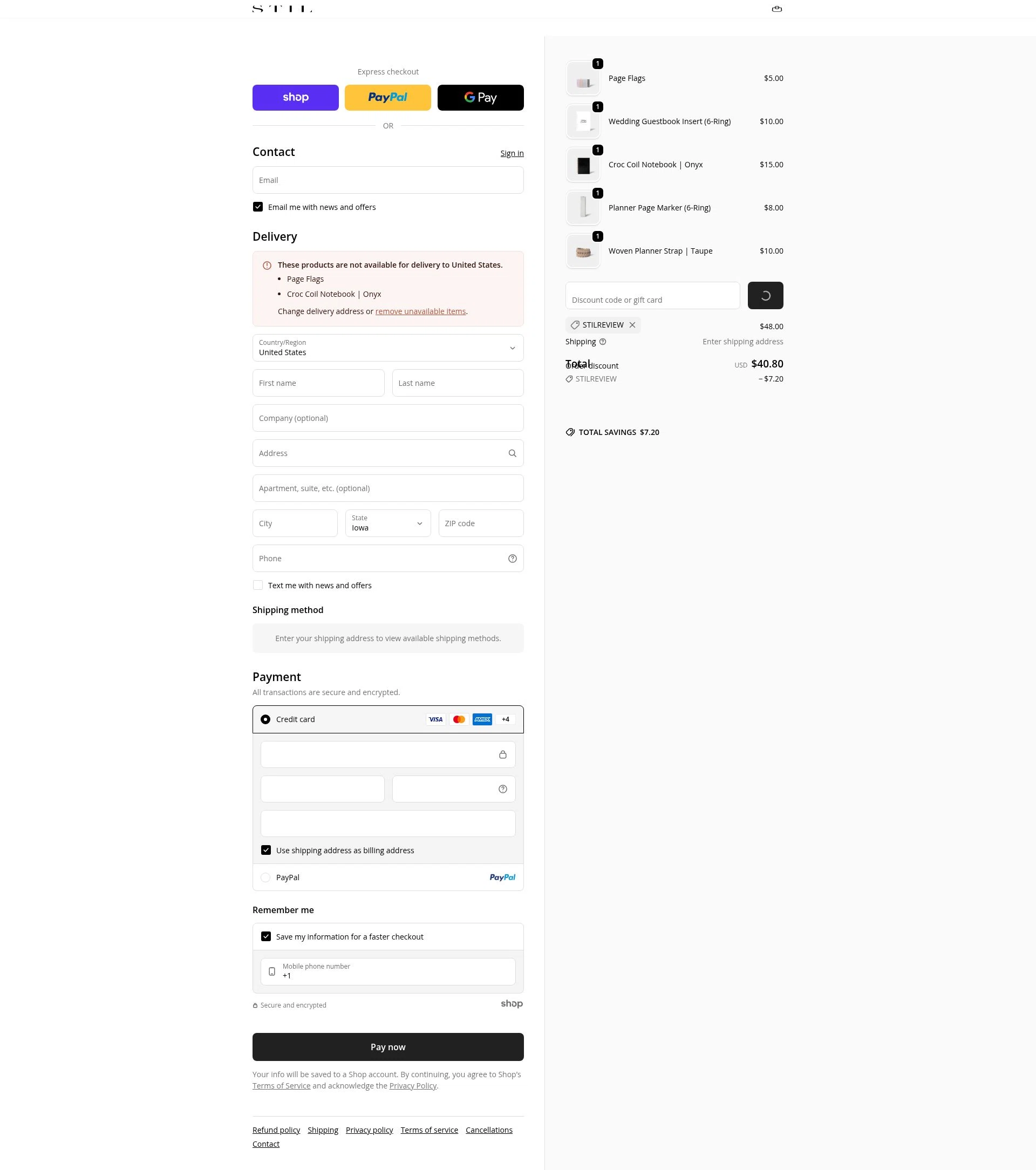 STIL Classics checkout page showing STIL Classics promo code box | Screenshot taken by SimplyCodes community member on Jan 26, 2026