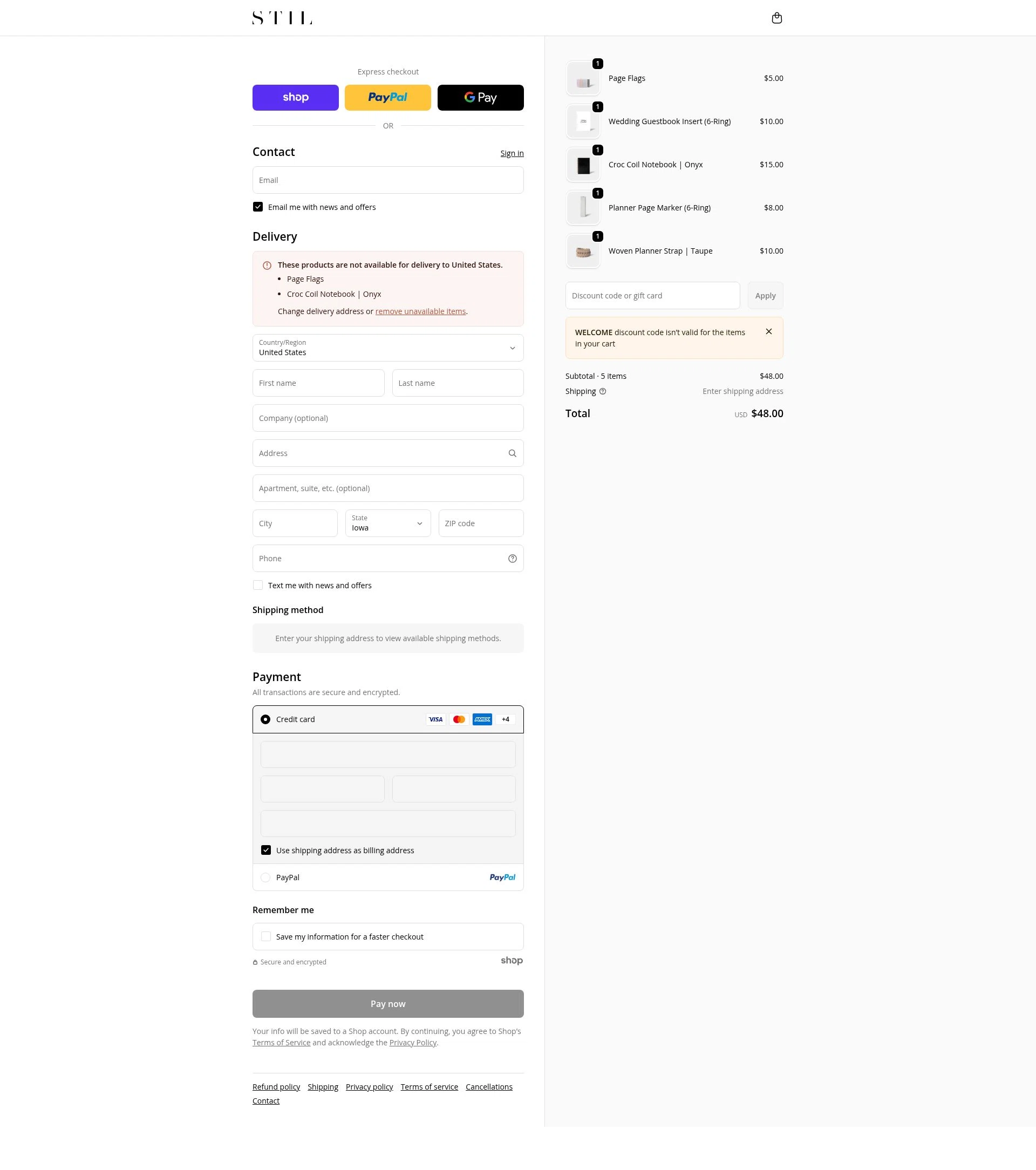 STIL Classics checkout page showing STIL Classics promo code box | Screenshot taken by SimplyCodes community member on Jan 26, 2026