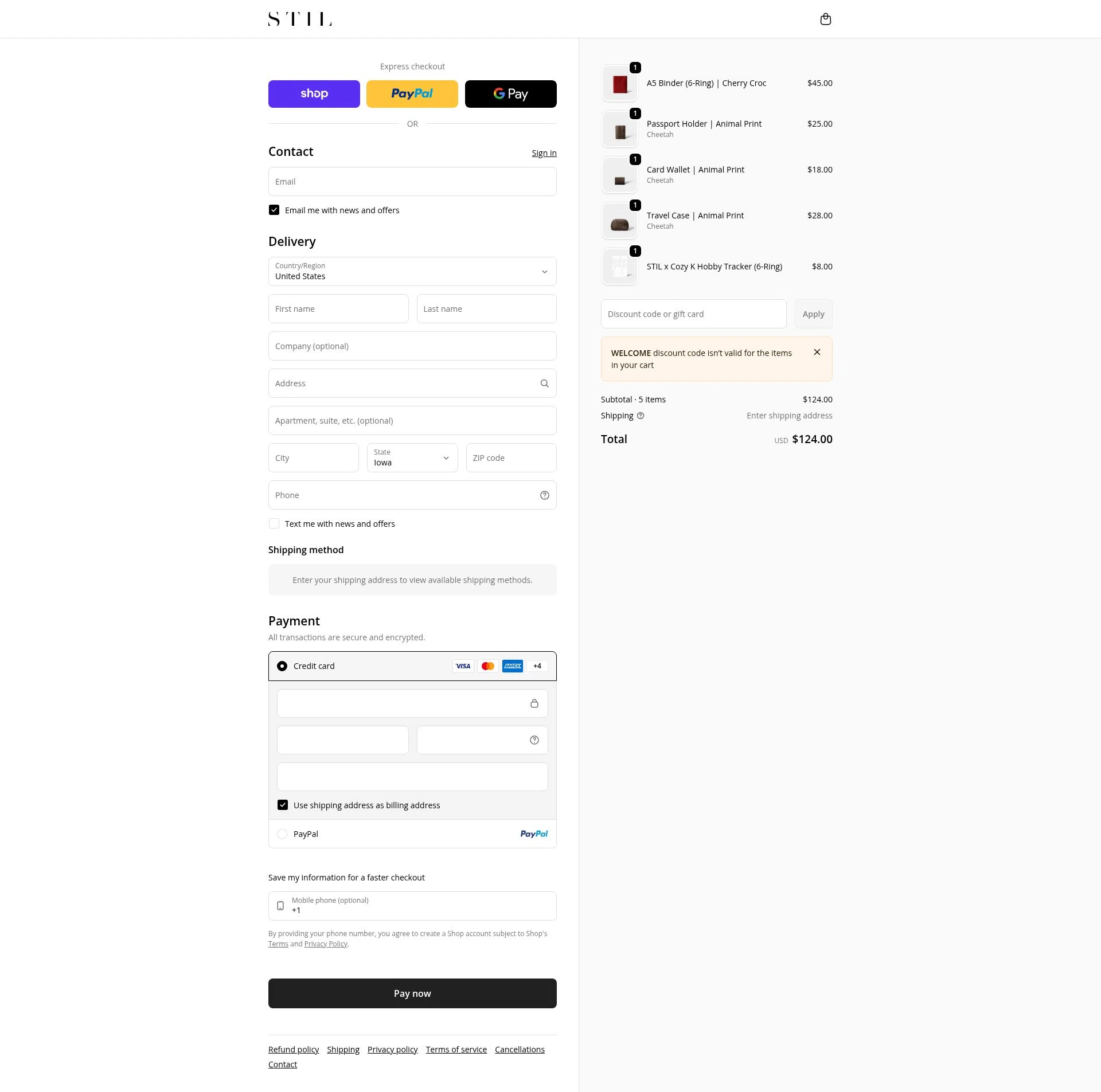STIL Classics checkout page showing STIL Classics promo code box | Screenshot taken by SimplyCodes community member on Feb 4, 2026