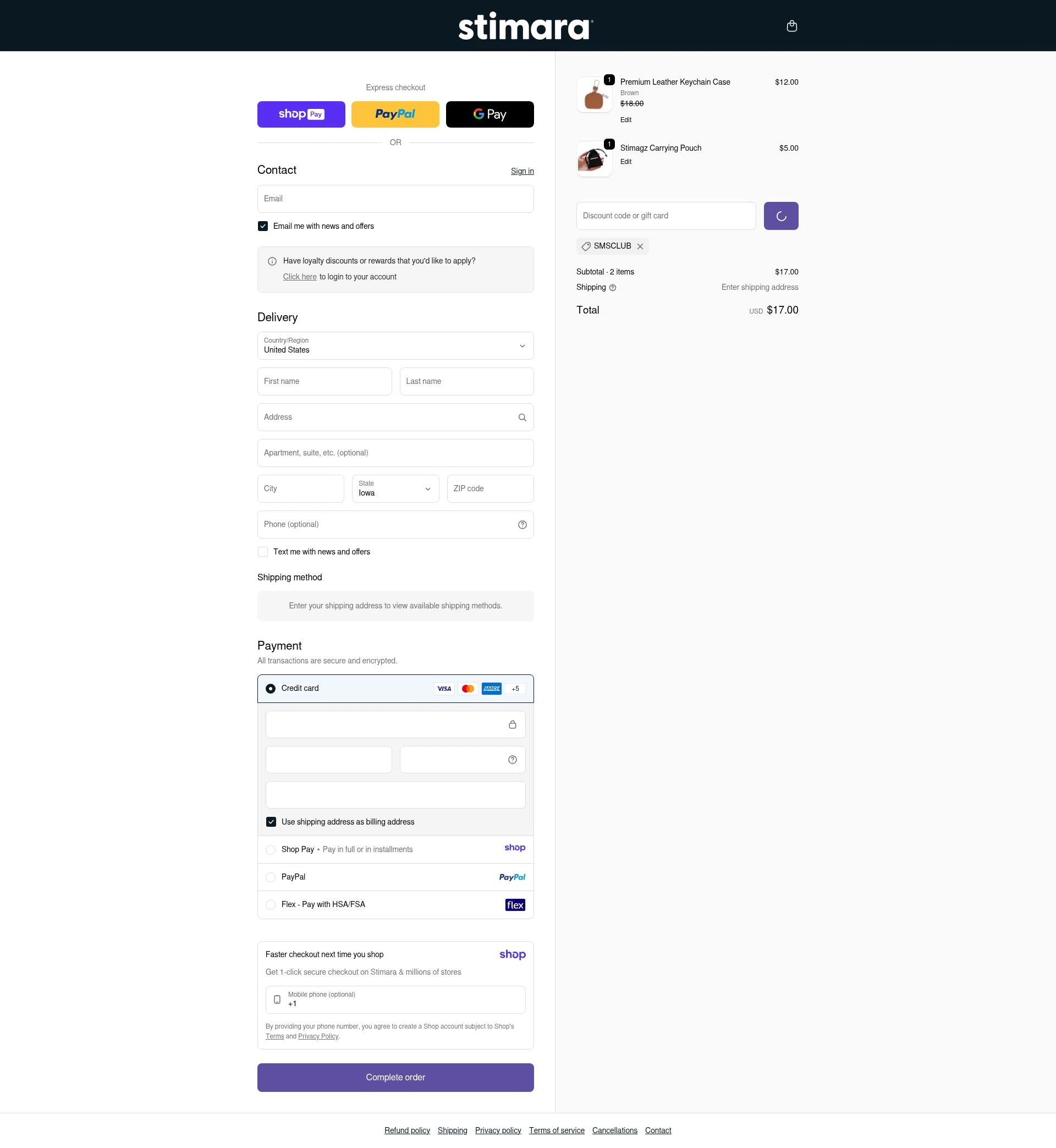 Stimagz checkout page showing Stimagz discount code box | Screenshot taken by SimplyCodes community member on Jan 7, 2026