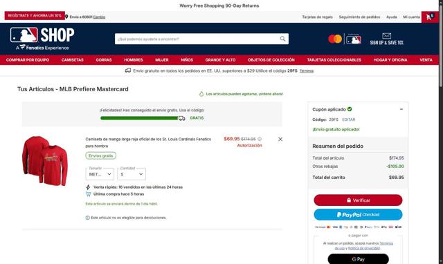St. Louis Cardinals checkout page showing St. Louis Cardinals promo code box | Screenshot taken by SimplyCodes community member on Sep 9, 2025