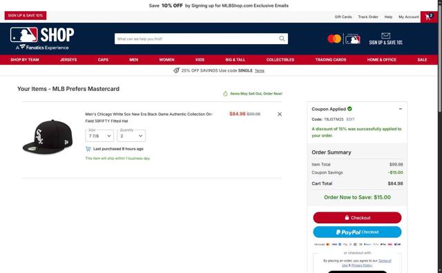 St. Louis Cardinals checkout page showing St. Louis Cardinals promo code box | Screenshot taken by SimplyCodes community member on Sep 26, 2025