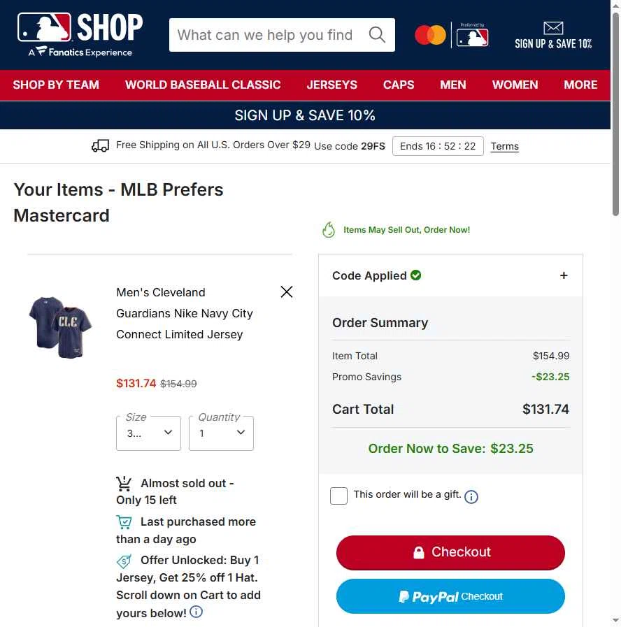 St. Louis Cardinals checkout page showing St. Louis Cardinals promo code box | Screenshot taken by SimplyCodes community member on Feb 12, 2026