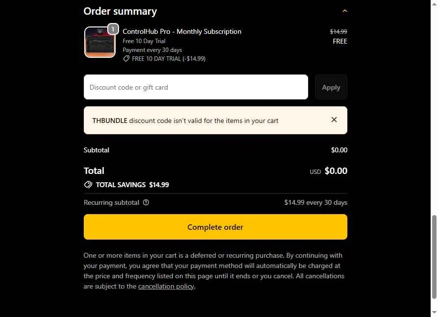 STL Tones checkout page showing STL Tones discount code box | Screenshot taken by SimplyCodes community member on Feb 10, 2026