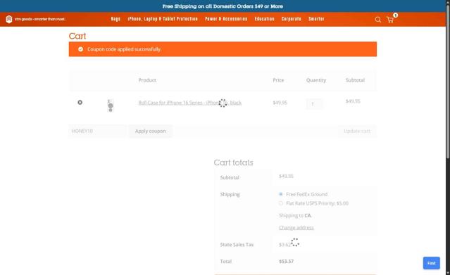 STM Goods checkout page showing STM Goods coupon code box | Screenshot taken by SimplyCodes community member on Jun 4, 2025