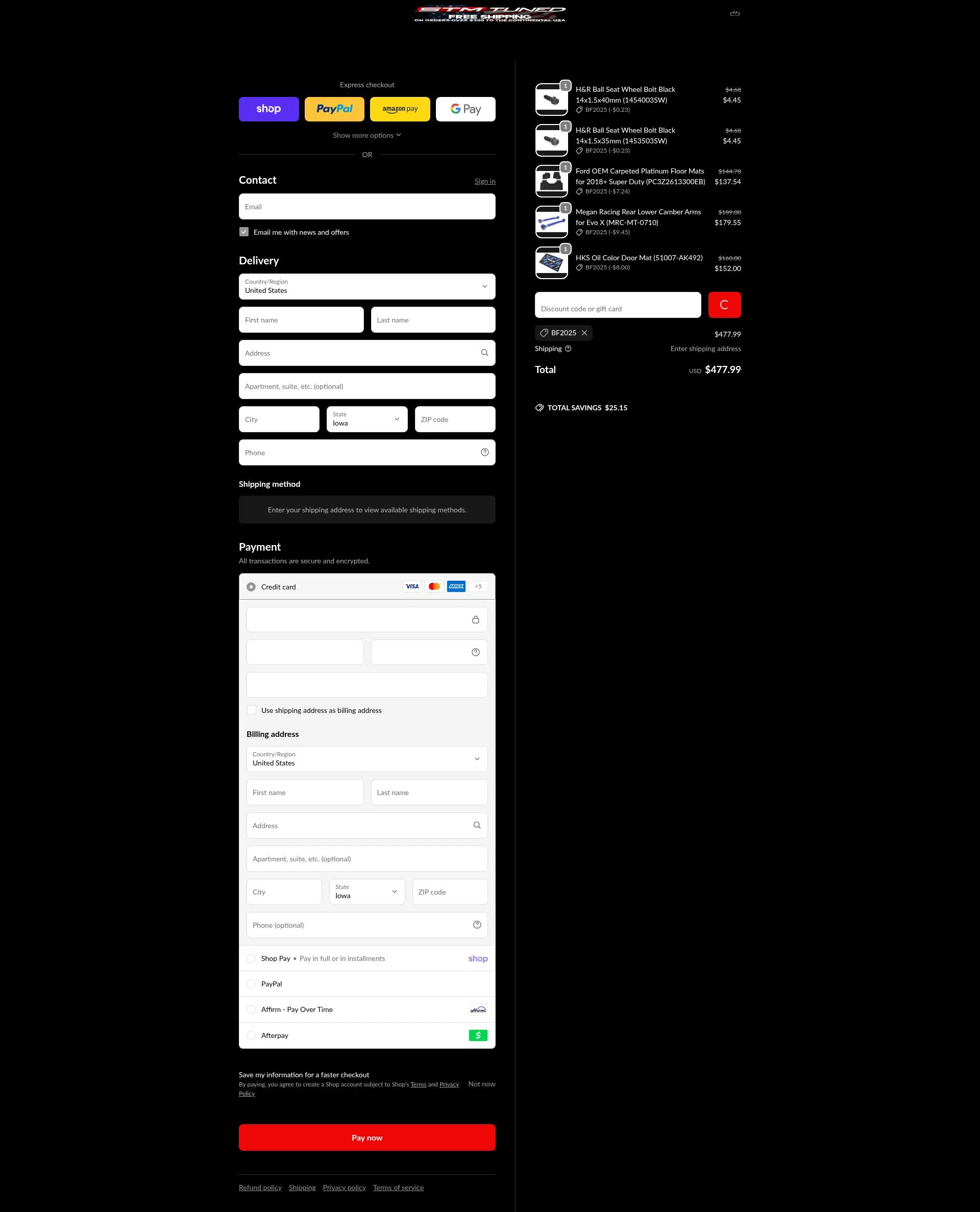 STM Tuned checkout page showing STM Tuned discount code box | Screenshot taken by SimplyCodes community member on Feb 14, 2026
