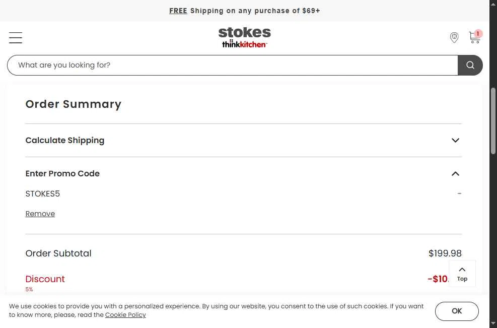 Stokes checkout page showing Stokes promo code box | Screenshot taken by SimplyCodes community member on Dec 12, 2025